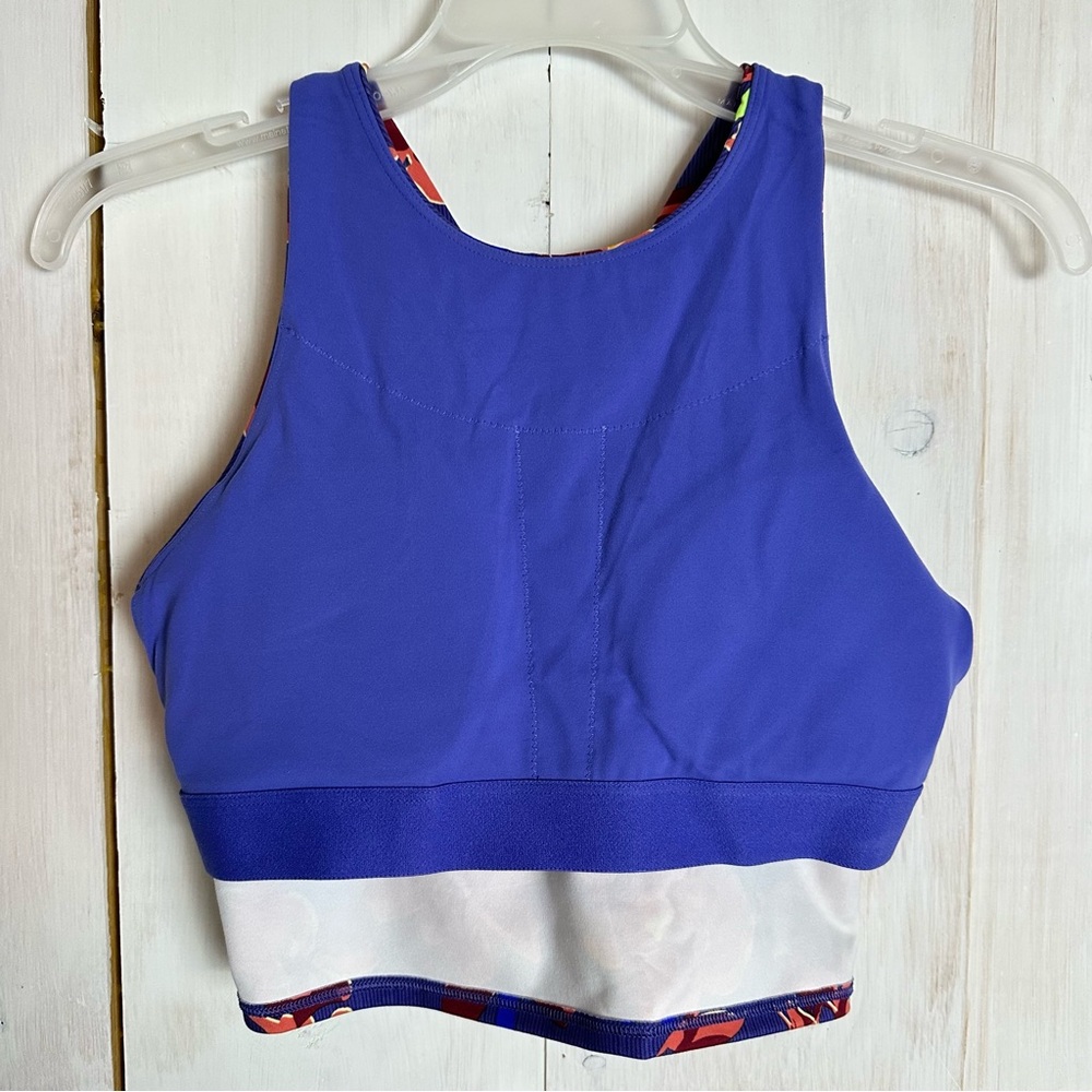 Athleta Conscious Crop‎ Top Blue Purple Floral Removable Pads NWT Bra Small - Picture 5 of 11